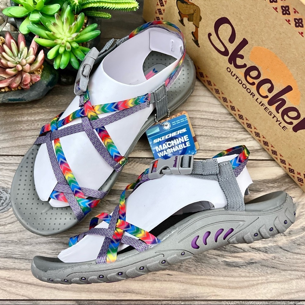 NIB Skechers Reggae Bright Direction Vegan Strappy Sport Sandal